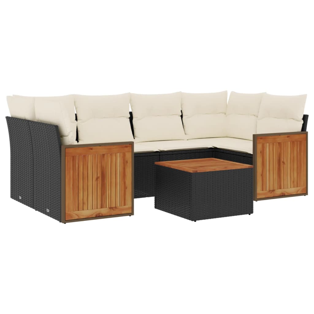 Set Divani da Giardino con Cuscini 7pz Nero Polyrattan 3227477