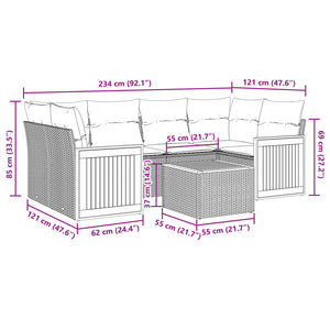 Set Divani da Giardino con Cuscini 7pz Nero Polyrattan 3227477