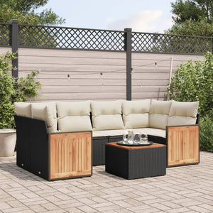 Set Divani da Giardino con Cuscini 7pz Nero Polyrattan 3227477