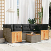 Set Divani da Giardino 7 pz con Cuscini Grigio in Polyrattan 3227481