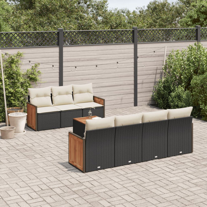 Set Divani da Giardino con Cuscini 8 pz Nero in Polyrattan 3227484