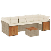 Set Divano da Giardino 8 pz con Cuscini Beige in Polyrattan 3227493