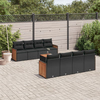 Set Divani da Giardino 9 pz con Cuscini Nero in Polyrattan 3227497