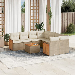 Set Divano da Giardino 9 pz con Cuscini Beige in Polyrattancod mxl 112824