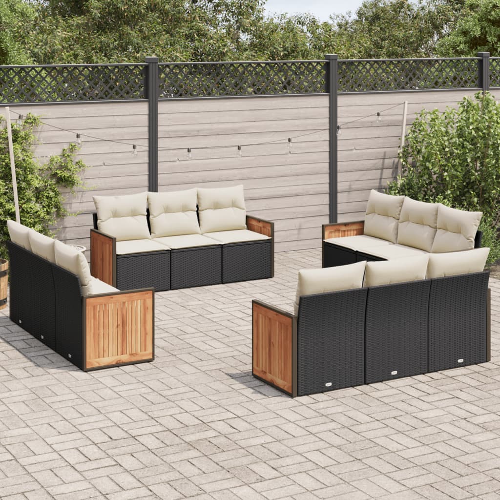 Set Divani da Giardino 12 pz con Cuscini Nero in Polyrattancod mxl 90334