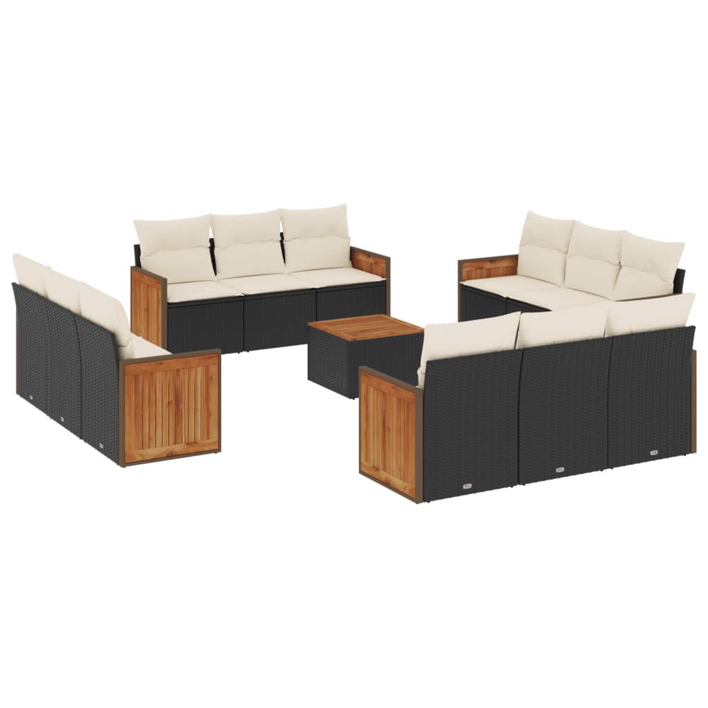 Set Divani da Giardino 13pz con Cuscini Nero in Polyrattancod mxl 88843