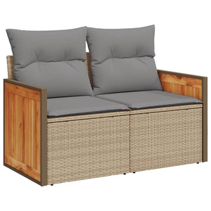 Set Divano da Giardino 6 pz con Cuscini Beige in Polyrattan 3227536