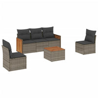 Set Divano da Giardino 6 pz con Cuscini Grigio in Polyrattan 3227537