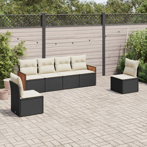 Set Divano da Giardino 6 pz con Cuscini Nero in Polyrattan 3227540