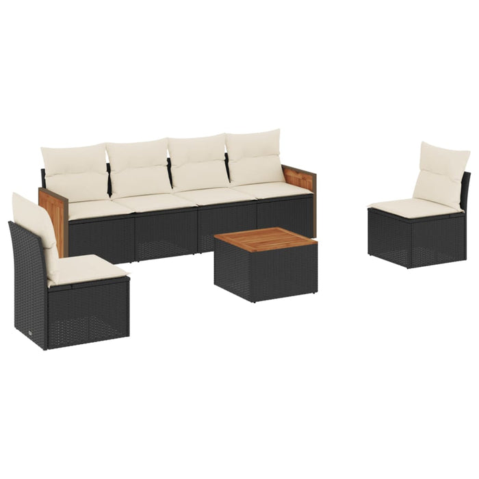 Set Divani da Giardino con Cuscini 7pz Nero Polyrattan 3227547