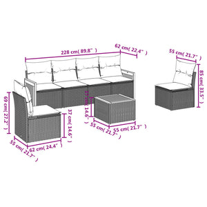 Set Divani da Giardino con Cuscini 7pz Nero Polyrattan 3227547