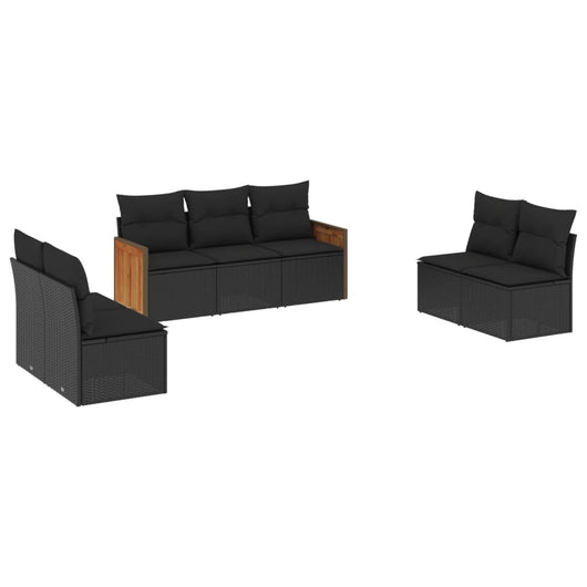 Set Divani da Giardino con Cuscini 7pz Nero Polyrattan 3227553