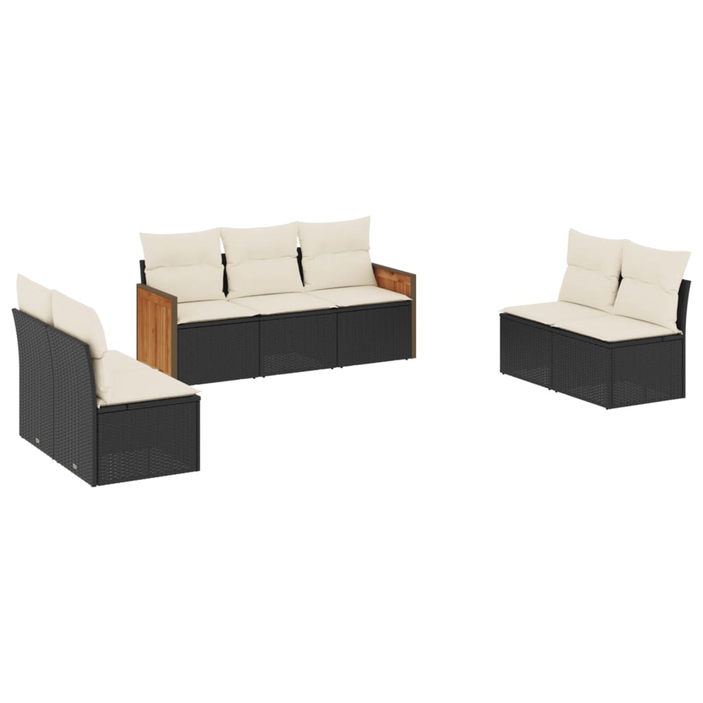 Set Divani da Giardino con Cuscini 7pz Nero Polyrattan 3227554