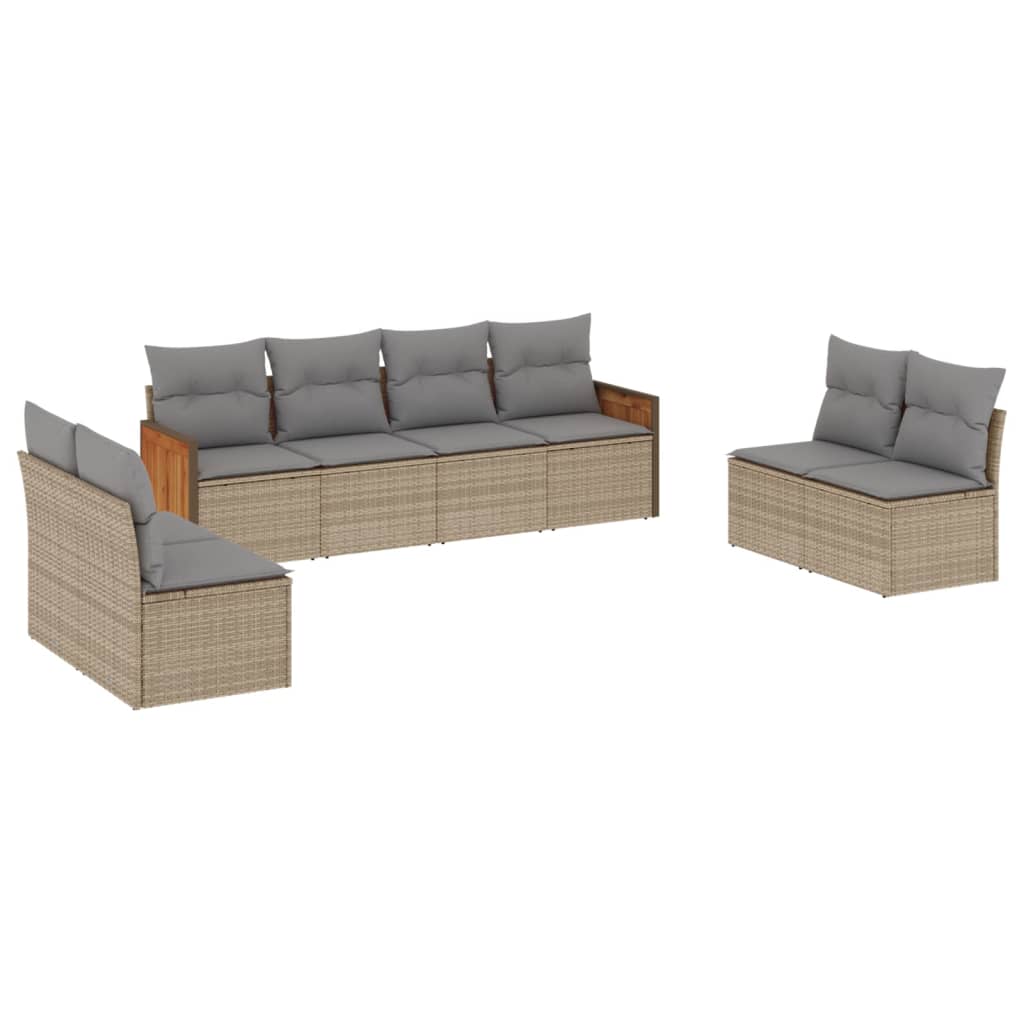 Set Divano da Giardino 8 pz con Cuscini Beige in Polyrattancod mxl 90193