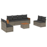 Set Divano da Giardino 9 pz con Cuscini Grigio in Polyrattancod mxl 112830