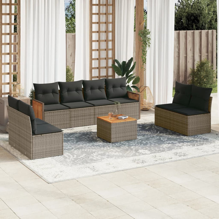 Set Divano da Giardino 9 pz con Cuscini Grigio in Polyrattancod mxl 112830