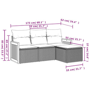 Set Divani da Giardino 4 pz con Cuscini Nero in Polyrattan 3227582