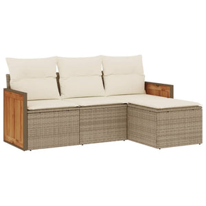 Set Divano da Giardino 4 pz con Cuscini Beige in Polyrattancod mxl 90606