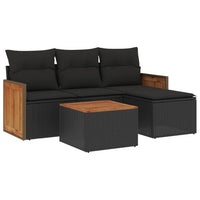 Set Divani da Giardino 5 pz con Cuscini in Polyrattan Nero 3227588