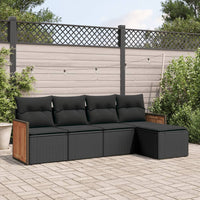 Set Divani da Giardino 5 pz con Cuscini in Polyrattan Nero 3227595