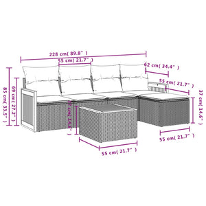 Set Divano da Giardino 6 pz con Cuscini Grigio in Polyrattan 3227607