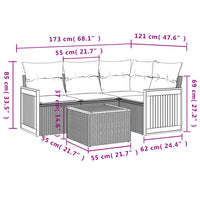 Set Divano da Giardino 5 pz con Cuscini Grigio in Polyrattan 3227621