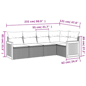 Set Divano da Giardino 5 pz con Cuscini Beige in Polyrattan 3227626