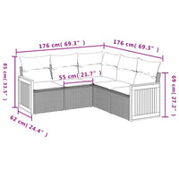 Set Divani da Giardino 5 pz con Cuscini in Polyrattan Nero 3227638