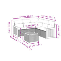 Set Divano da Giardino 6 pz con Cuscini Beige in Polyrattan 3227648