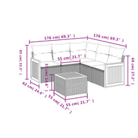 Set Divano da Giardino 6 pz con Cuscini Grigio in Polyrattan 3227649