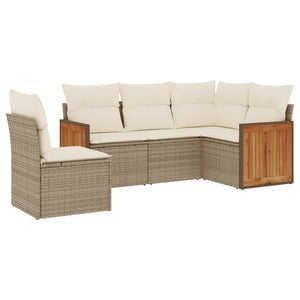 Set Divano da Giardino 5 pz con Cuscini Beige in Polyrattancod mxl 89824