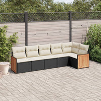 Set Divano da Giardino 6 pz con Cuscini Nero in Polyrattan 3227666