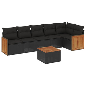 Set Divani da Giardino con Cuscini 7pz Nero Polyrattan 3227672