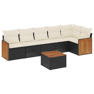 Set Divani da Giardino con Cuscini 7pz Nero Polyrattan 3227673