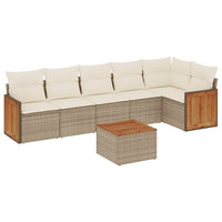 Set Divani da Giardino 7 pz con Cuscini Beige in Polyrattancod mxl 89826