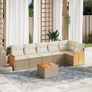 Set Divani da Giardino 7 pz con Cuscini Beige in Polyrattancod mxl 89826