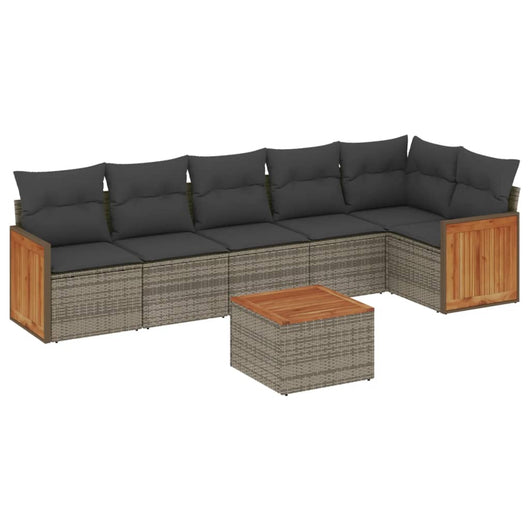 Set Divani da Giardino 7 pz con Cuscini Grigio in Polyrattan 3227677