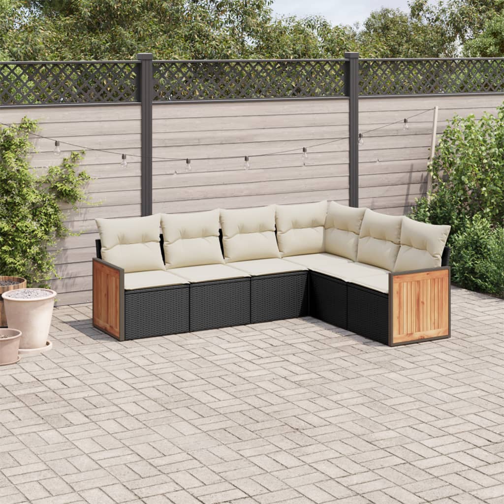 Set Divano da Giardino 6 pz con Cuscini Nero in Polyrattancod mxl 90153