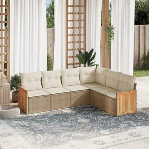 Set Divano da Giardino 6 pz con Cuscini Beige in Polyrattan 3227682