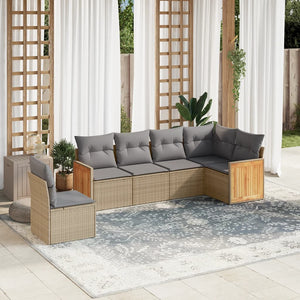 Set Divano da Giardino 6 pz con Cuscini Beige in Polyrattan 3227697