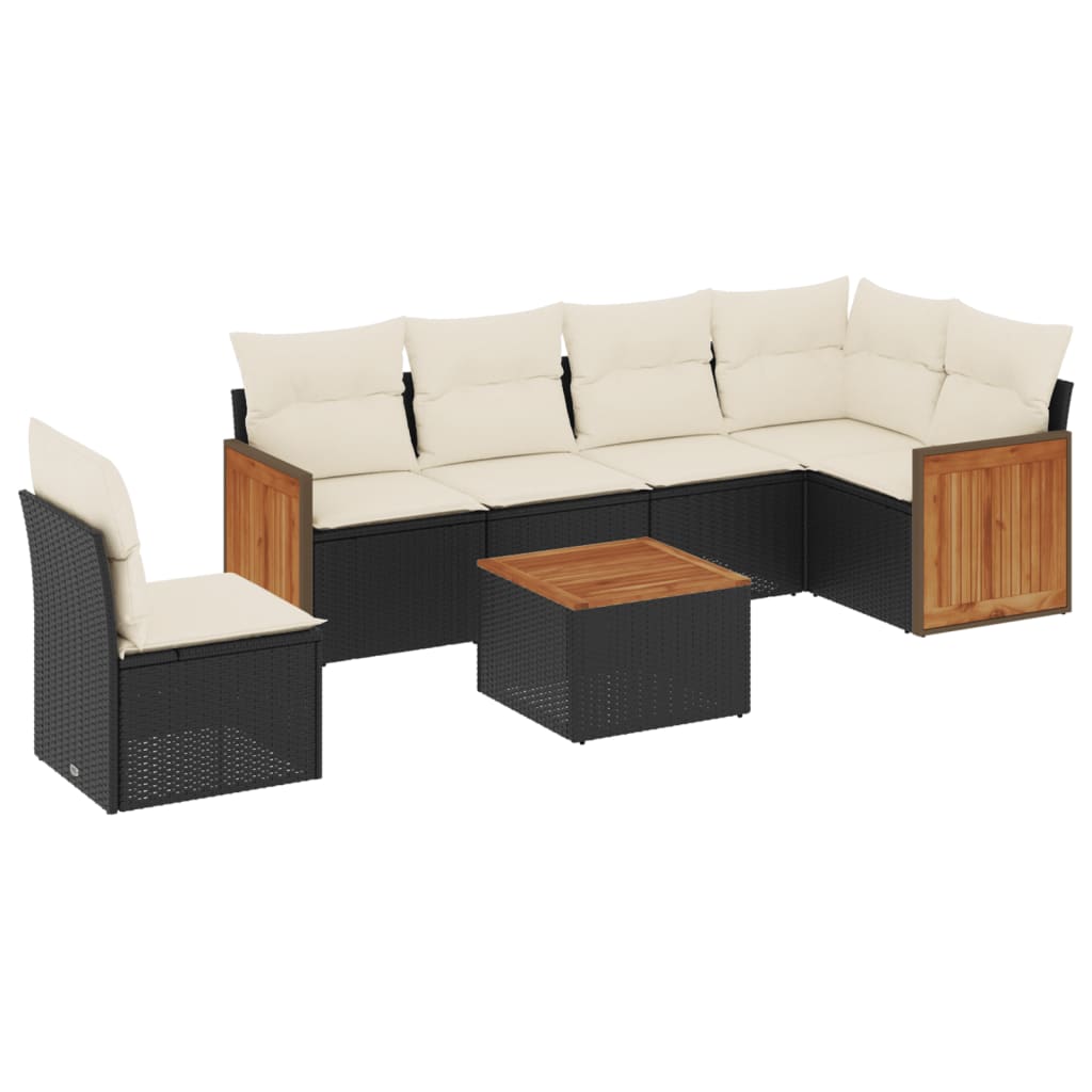 Set Divani da Giardino con Cuscini 7pz Nero Polyrattan 3227701