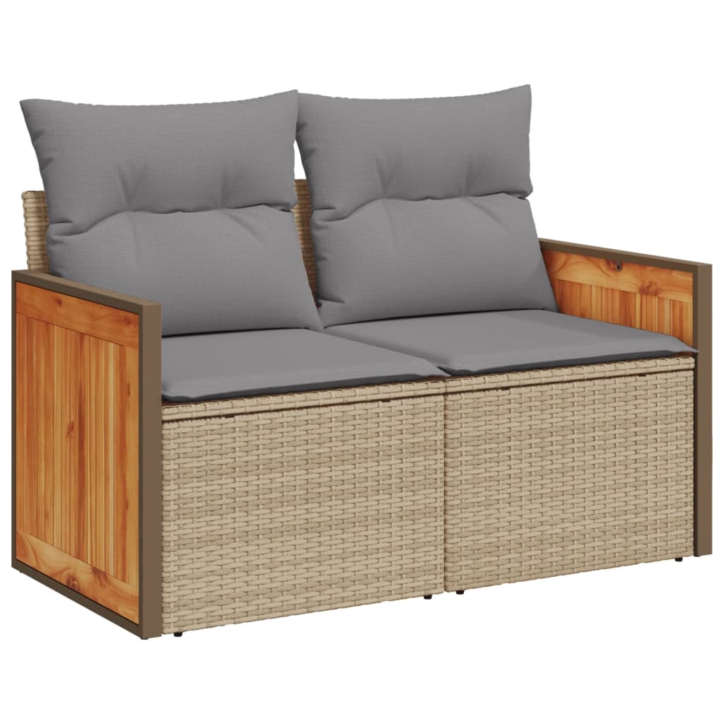 Set Divani da Giardino 7 pz con Cuscini Beige in Polyrattan 3227704