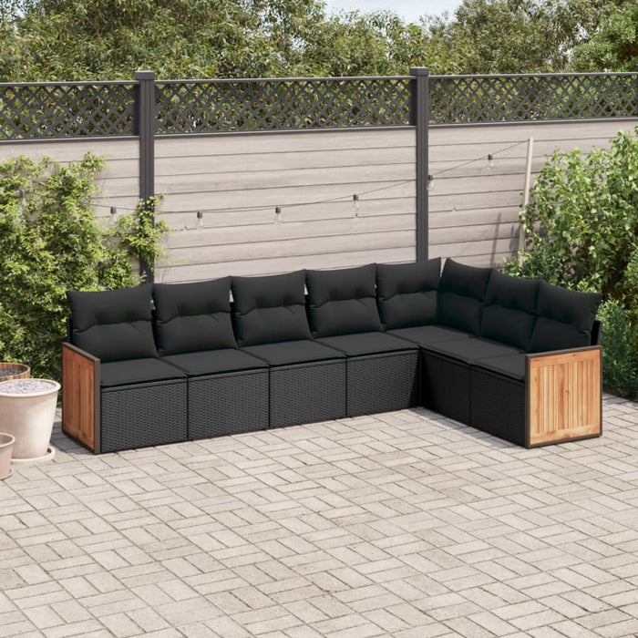 Set Divani da Giardino con Cuscini 7pz Nero Polyrattancod mxl 89828