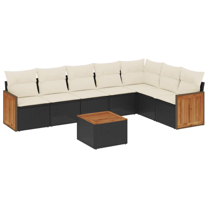 Set Divani da Giardino con Cuscini 8 pz Nero in Polyrattan 3227715