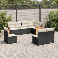 Set Divani da Giardino con Cuscini 8 pz Nero in Polyrattan 3227722