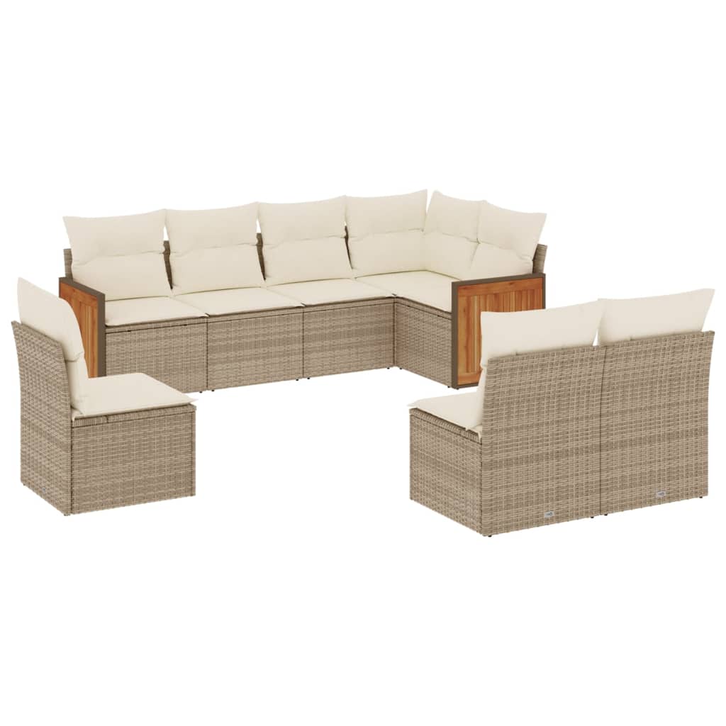 Set Divano da Giardino 8 pz con Cuscini Beige in Polyrattancod mxl 88850