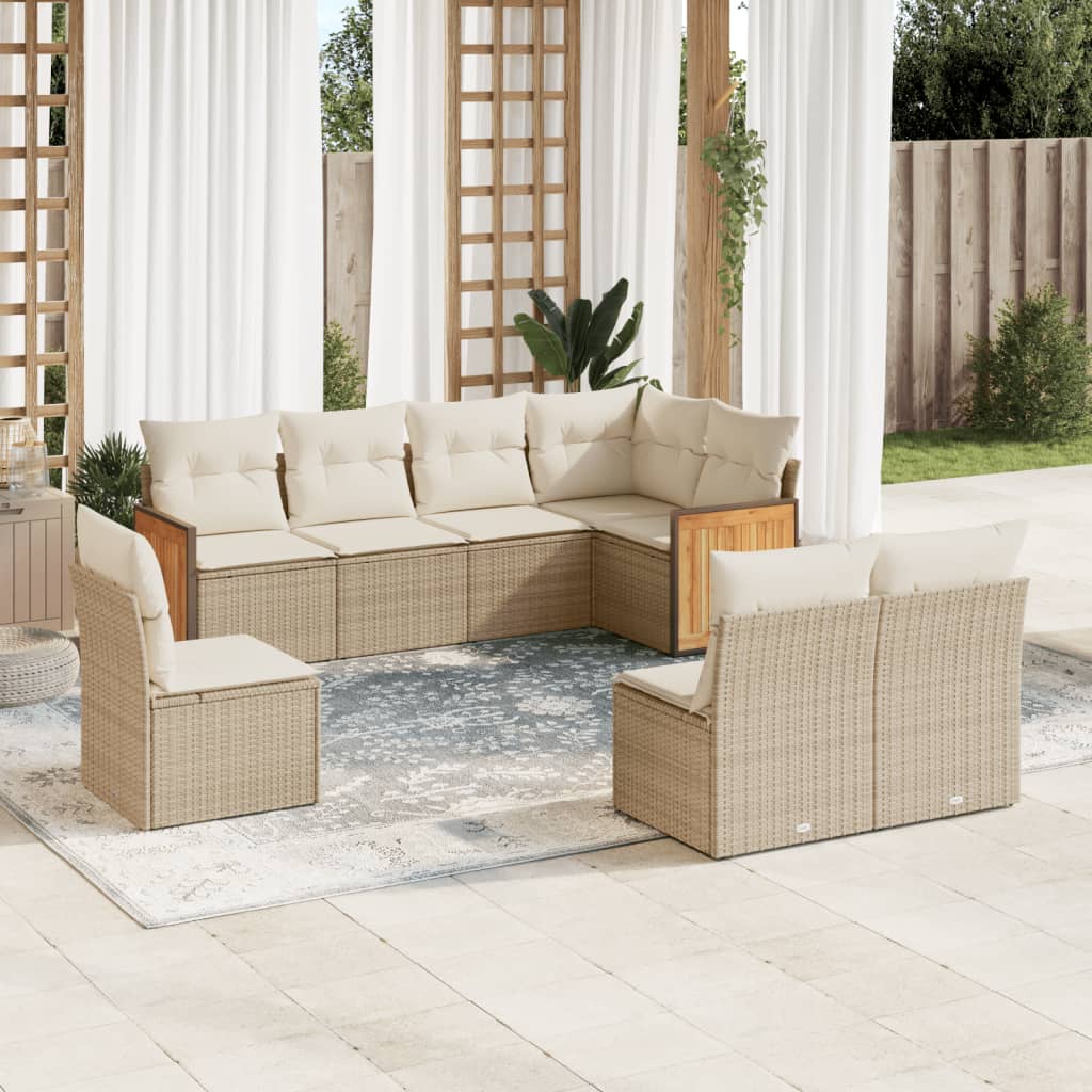 Set Divano da Giardino 8 pz con Cuscini Beige in Polyrattancod mxl 88850