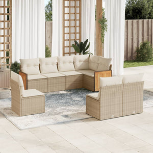 Set Divano da Giardino 8 pz con Cuscini Beige in Polyrattancod mxl 88850