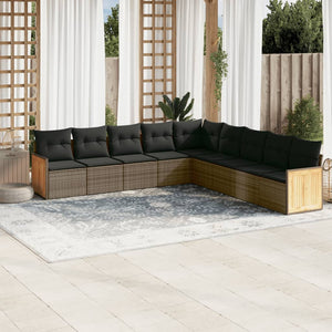 Set Divano da Giardino 9 pz con Cuscini Grigio in Polyrattan 3227740