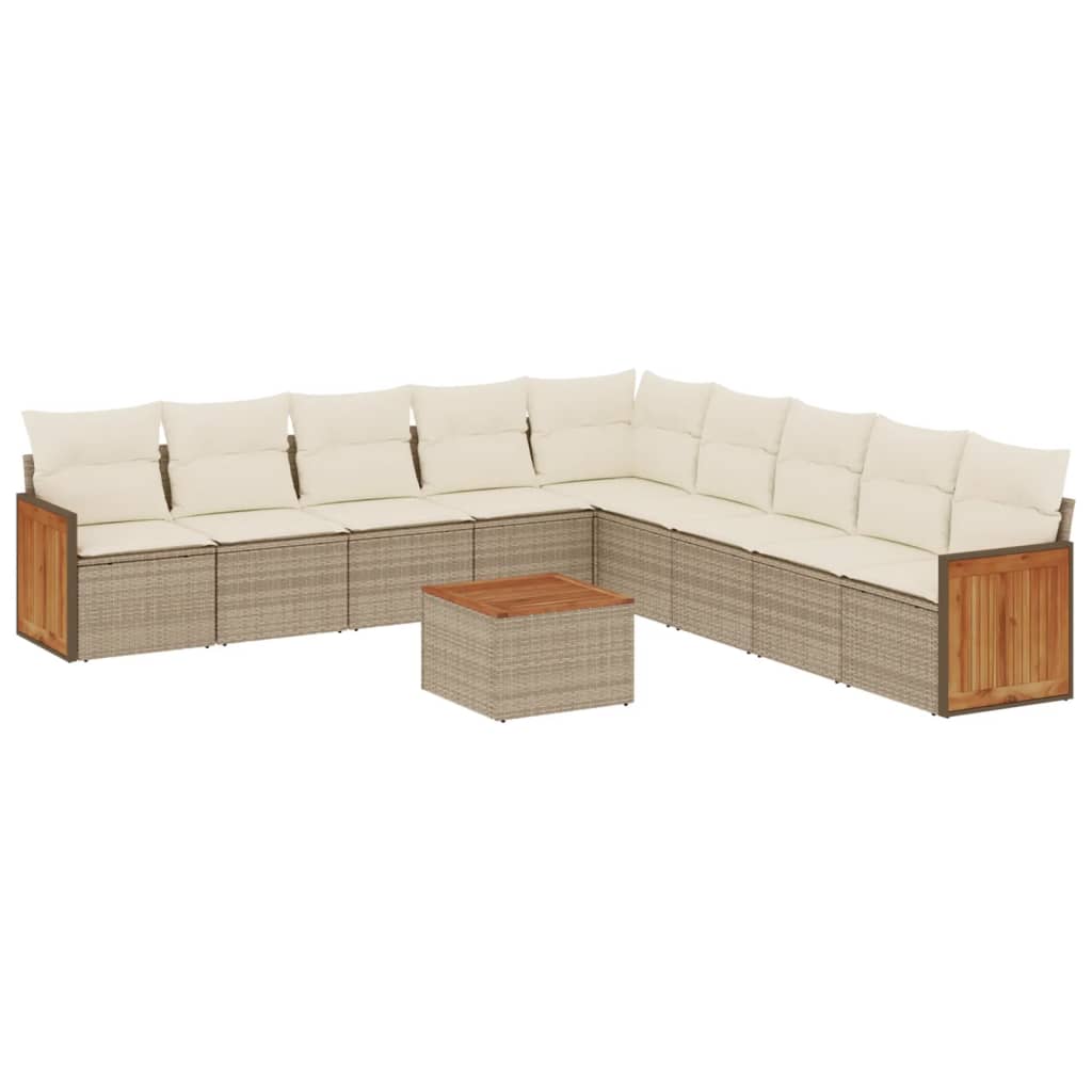 Set Divano da Giardino 10 pz con Cuscini Beige in Polyrattancod mxl 89831